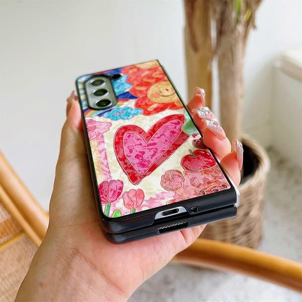 För Samsung Galaxy Z Fold6 5G Fodral Lackerat Mönster PU Läder PC Telefonfodral A