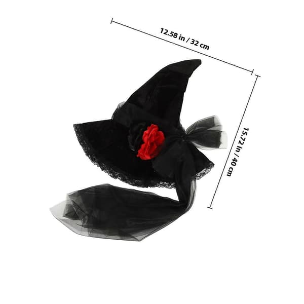 Häxhatt Halloween-kostym för dekoration Svart Cosplay-hatt A