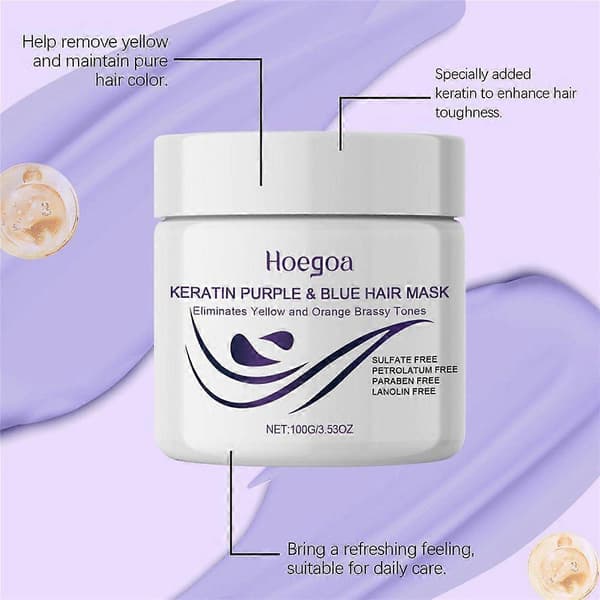 Lilla Hårmaske, Dybdevirkende Keratin Hårmaske, Tilføj Glans, Kølig Tone, Let (5 stk.)