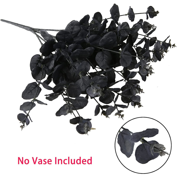 2 Pack Black Fake Flowers Artificial Eucalyptus Stems Bouquet