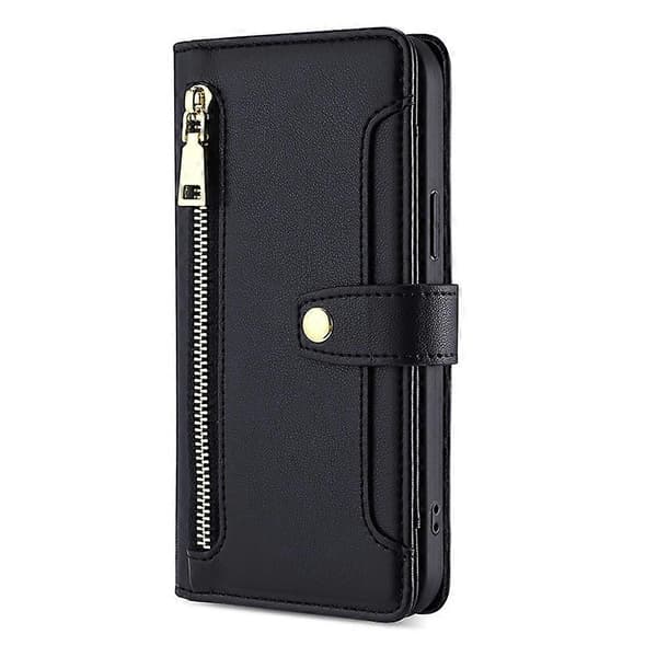 Etui til iPhone 13 Sort Enkelt Læderetui Kortplads Multifunktionel Crossbody No2347 A