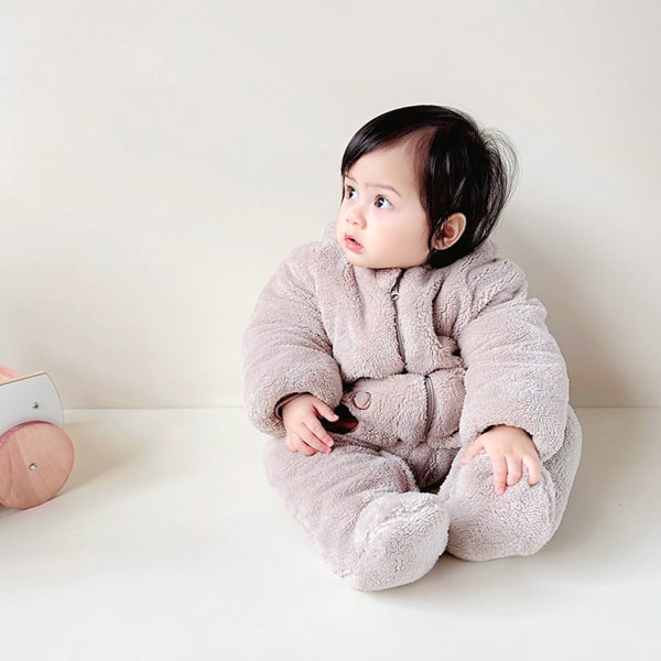 Baby Newborn Snowsuit vinterhuva fleece jumpsuit för Infant G