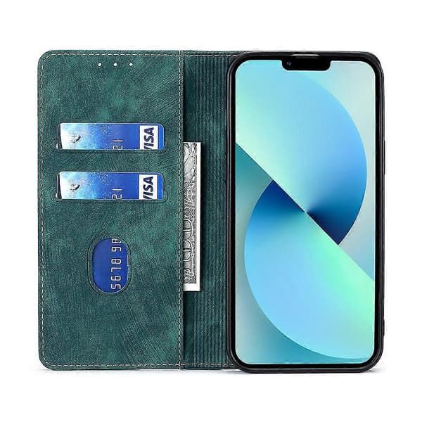 För Samsung Galaxy S21 FE 5GRFID Stöldskyddsborste Magnetiskt LäderfodralGrön
