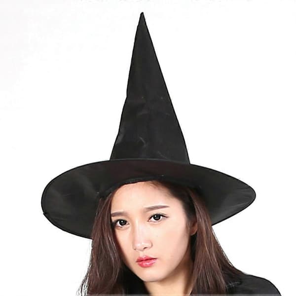 Heksehatt til Halloween, 6 stk. svart lue A