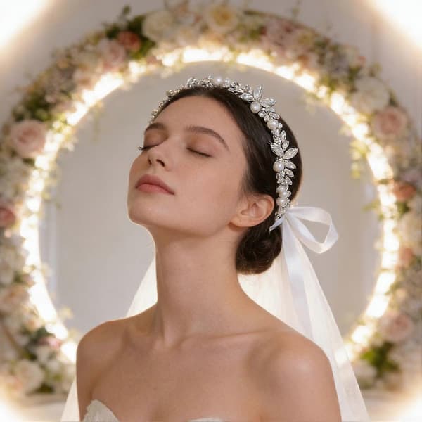 Jenter Brudestil Perle Blomsterkrone Søt Stil Hodeplagg Tiaraer For Kvinner til Daglig Bruk A