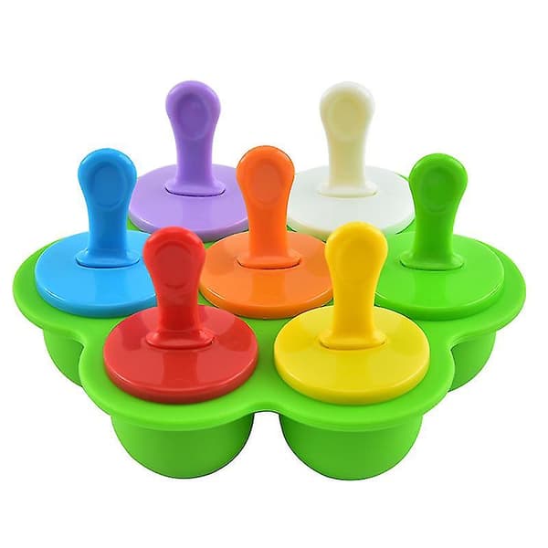 Silikone ispindeform sæt af silikone ispindeform isforme med farverige plastikpinde non-stick isterningbakker DIY frosne ispopforme A