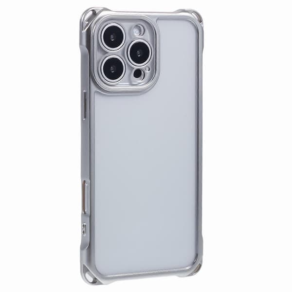 Til iPhone 16 Pro Max etui forstærket hjørnebeskyttelse TPU telefoncover sølv