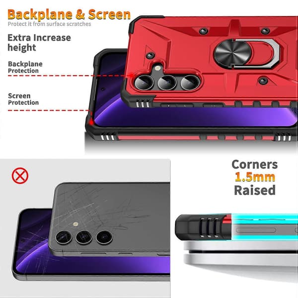 Til Samsung Galaxy A26 5G deksel PC+ TPU Anti-fall telefondeksel med ringstativ