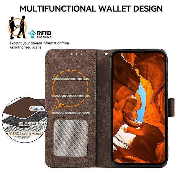 ABEEL Kompatibel med iPhone 13 Pro Läderfodral Sidomagnetlås RFID Plånboksfodral A