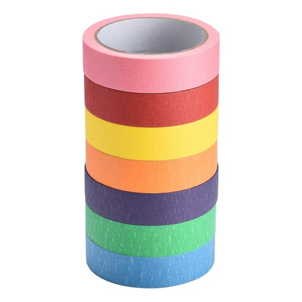 Ruller med farvemaskeringstape - 7 ruller 2,54 cm x 20 meter (ca.)