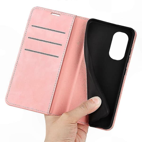 Läder TPU-telefonfodral för Moto G31 4G Skyddsfodral Rosa