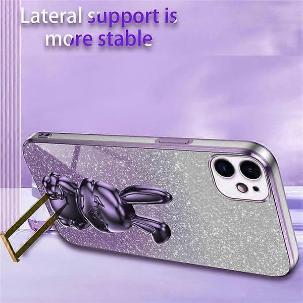 Kompatibel med iPhone 12 Galvaniserat Kaninfodral Utdragbart Stöd Smarttelefonfodral A