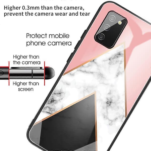 För Samsung Galaxy A02s (EU-version) Marmor Härdat Glas Baksida TPU Kantfodral (HCBL-1) A