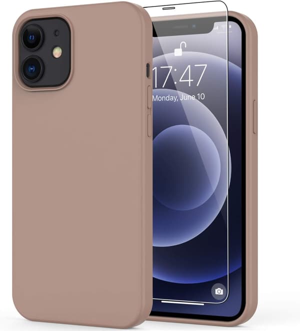 iPhone xr -kuori näytönsuojalla, pehmeä nestemäinen silikoni