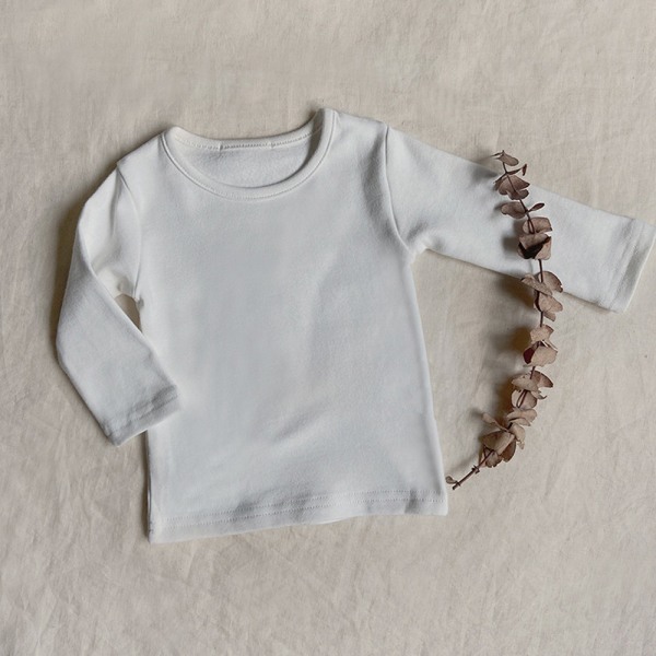 Langermet t-skjorte for barn i bomull med rund hals