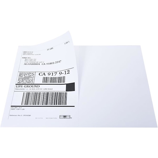 Half Sheet Self Adhesive Shipping Labels for Laser & Inkjet