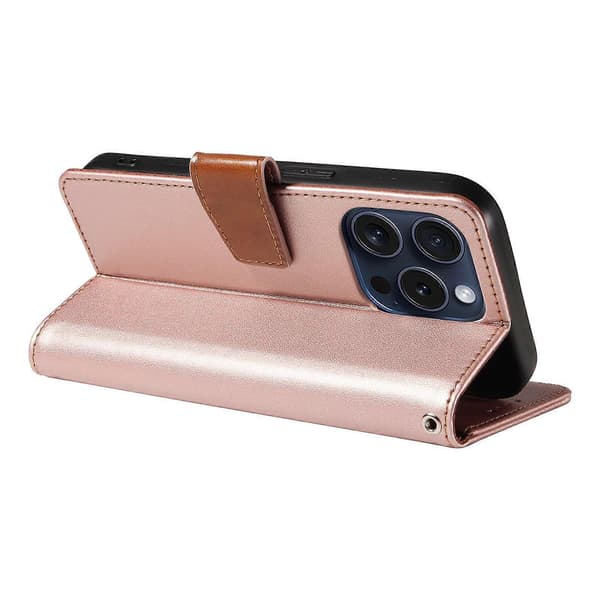 Fodral för iPhone 14 Pro RFID-blockerande PU-läderplånboksfodral med handledsrem