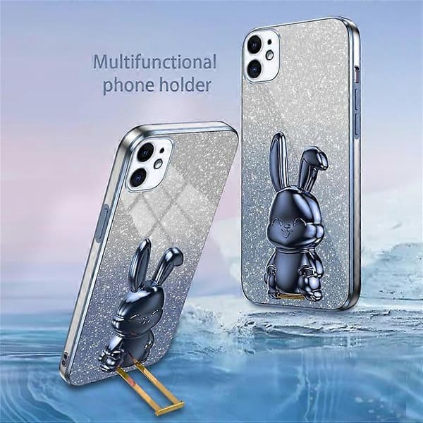 Kompatibel med iPhone 12 mini Glitterpulverfodral med utfällbart stativ Smarttelefonfodral A
