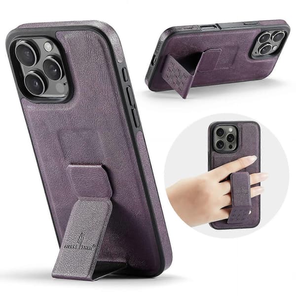 Etui til iPhone 13 Pro Max 029 Lilla Håndledsrem Læder Magnetisk Bagside Stand No12698 A