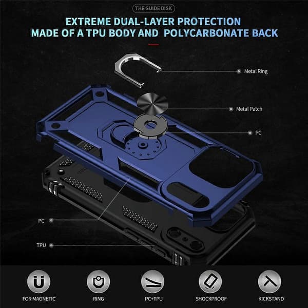 Kompatibel med iPhone 17 Pro Max-deksel PC + TPU-telefondeksel med støtte A