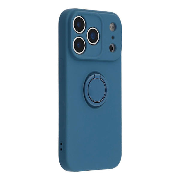 For iPhone 17 Pro Max silikondeksel med stroppringstativ telefondeksel (blå, midnattsblå)