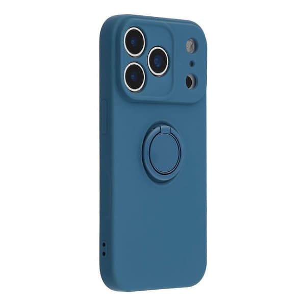 Til iPhone 17 Pro Max Silikonecover med Rem Ring Kickstand Telefoncover (Blå, Midnatsblå)