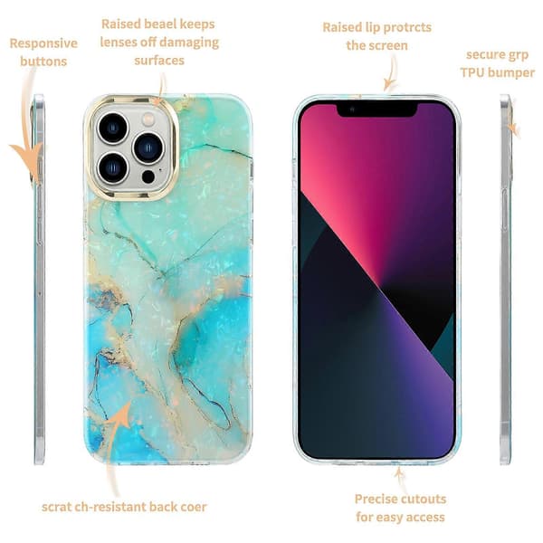 Til iPhone 13 Pro Max Galvanisering Skal Tekstur Marmor Telefoncover A