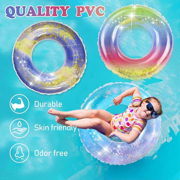 Pool floats för barn 3-pack, uppblåsbara simringar för flickor 4-10 år, poolrörsleksaker, poolflottar ringleksaker, sommarstrandpoolflottar fest A