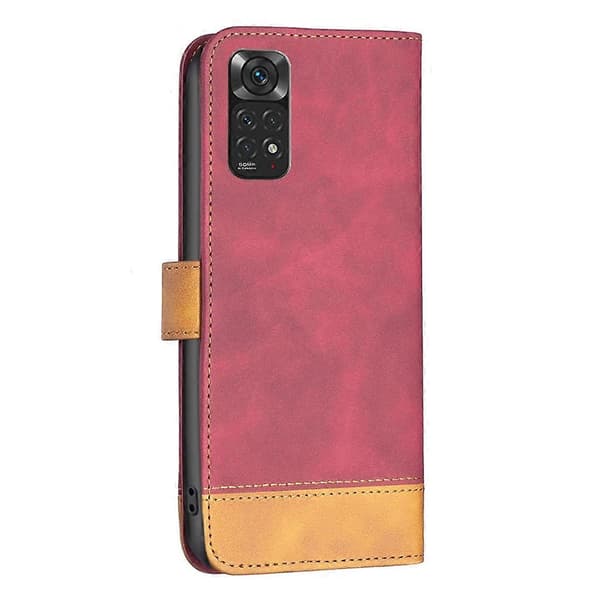 Til Xiaomi Redmi Note 11 Global BF11 Farvematchende Lædertelefoncover Rød