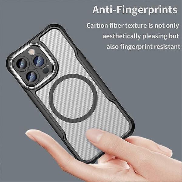 Kompatibel med iPhone 13 Pro Magnetiskt telefonfodral TPU+PC Baksida Kolfibertextur A
