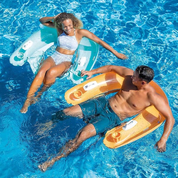 58859EP Sit 'N Float oppustelig poolflyder: Poollounge med indbyggede kopholdere, kraftig A
