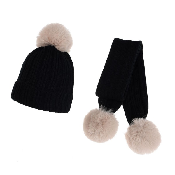 Stickad barnhatt och halsduk set, höst och vinter barn