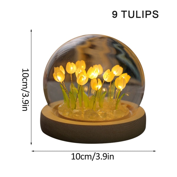 Fyr-färgad 9-blommig glaskupa tulpan glas nattlampa skrivbord