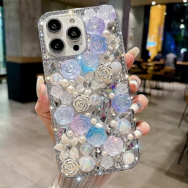 For iPhone 13 Pro 6.1 tommer deksel TPU+PC Roseblomst Støtdempende bakdeksel A
