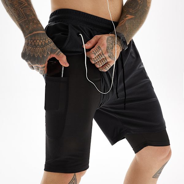 Herrbadshorts Snabbtorkande Strandshorts med Kompressionsfoder