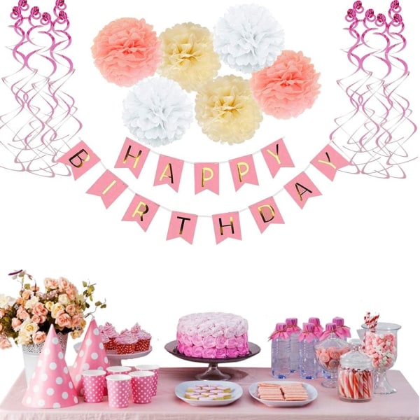 Fødselsdagspynt, tillykke med fødselsdagen for piger og kvinder inkluderer