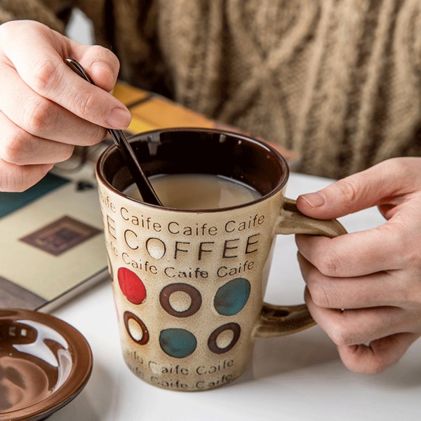 350ml Keramisk kopp retro personlighet trendmugg enkel kopp kaffe