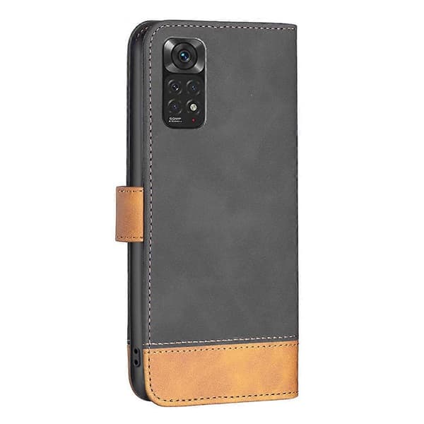 Til Xiaomi Redmi Note 11 Global BF11 Farvematchende Lædertelefoncover Sort