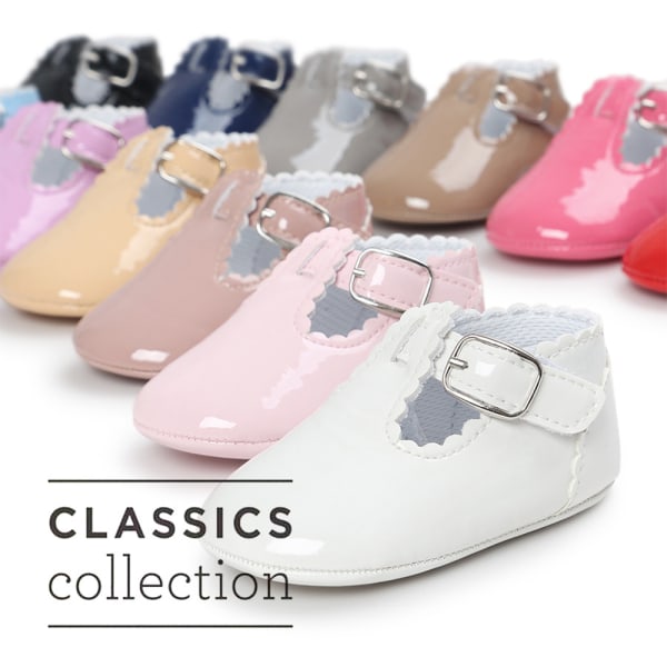 Baby Girls Mary Jane Flats Sko med skridsikker blød sål Toddler First Walkers Newborn Princess Kjole Sko Let Baby Sneaker Sko