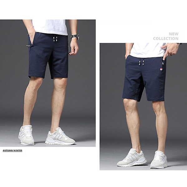 Herreshorts Afslappede Komfortable Træningsshorts Snøre Lynlåslommer Elastisk Talje A