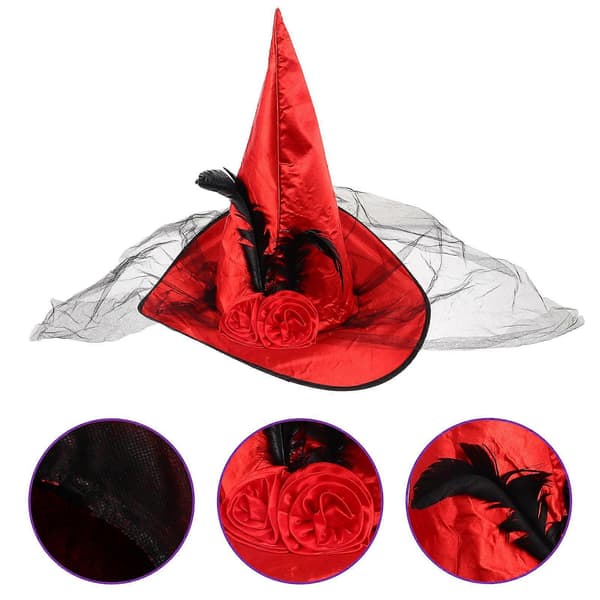 Hatt Halloween Gasväv Ros Design Dekorativ 1st A