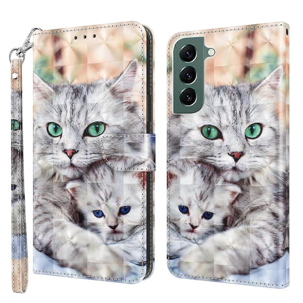 Til Samsung Galaxy S22 5G 3D malet læder telefoncover