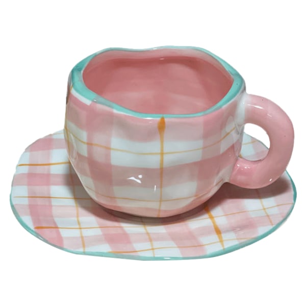 250 ml keramisk kaffekopp med fat, söt kreativ kopp