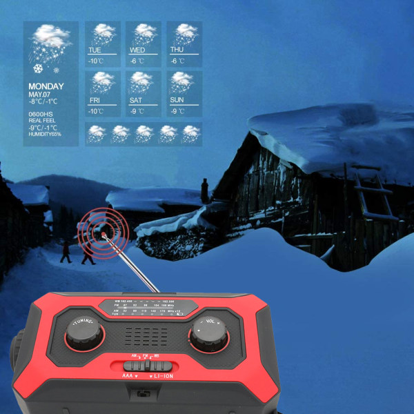 Nödväderradio, 2000mAh bärbar solhandvev