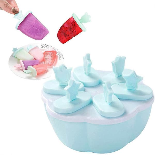 Kreative tegneserie ispindeforme Is af 6 ispindeforme med pinde, DIY genanvendelige sommerisforme ismaskinesæt A
