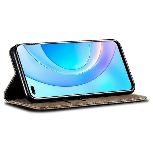 För Honor Magic6 Pro 5G Läderfodral Plånboksfodral Telefonfodral Jeans Tyg Textur -