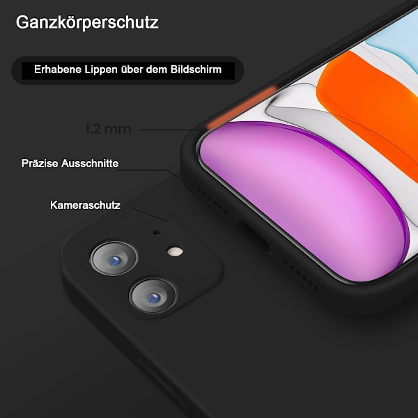 iPhone 11 Fodral, Silikon [Kantiga Kanter] & [Kameraskydd] Förbättrat telefonskal med mjukt, reptåligt mikrofiberfoder, 15,5 cm