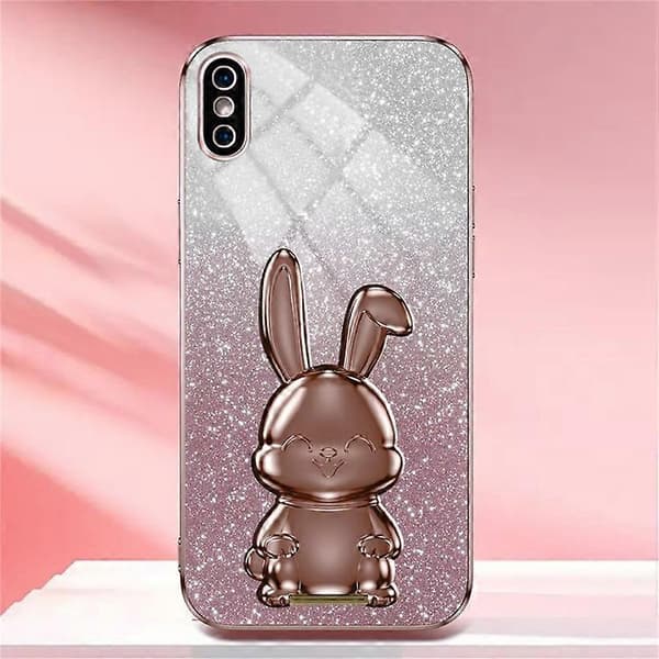 Kompatibel med iPhone XS Max utfällbart stöd telefonfodral fallskydd kaninfodral A
