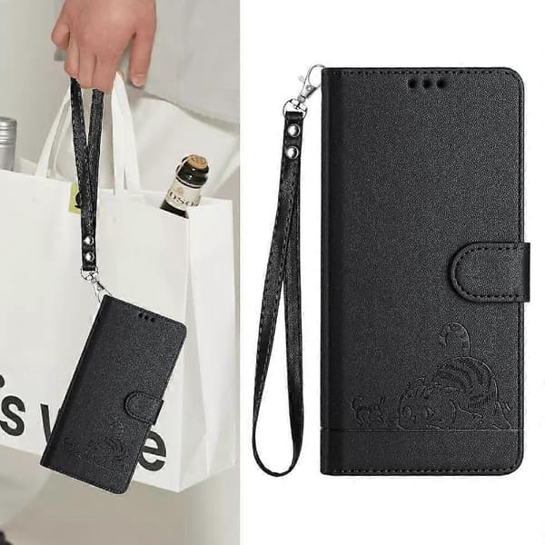 Etui til Samsung Galaxy Note 20 Kortholder Kickstand Pung Flip Cover Kat RFID Sort