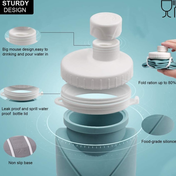 Kokoontaitettavat vesipullot vuotamattomat venttiilit uudelleen käytettävät BPA-vapaat